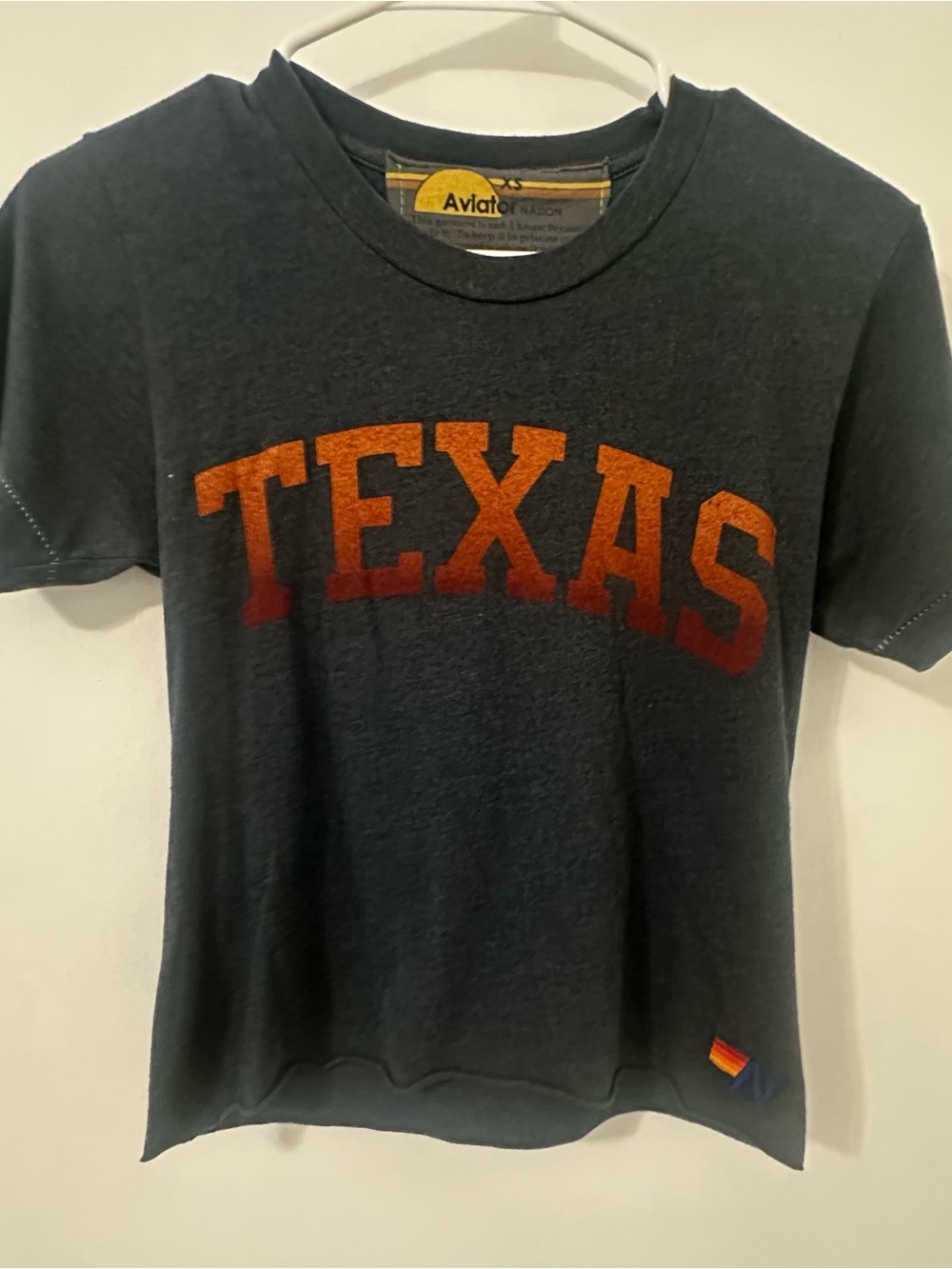 Aviator Nation Black Tee with Orange TEXAS Print